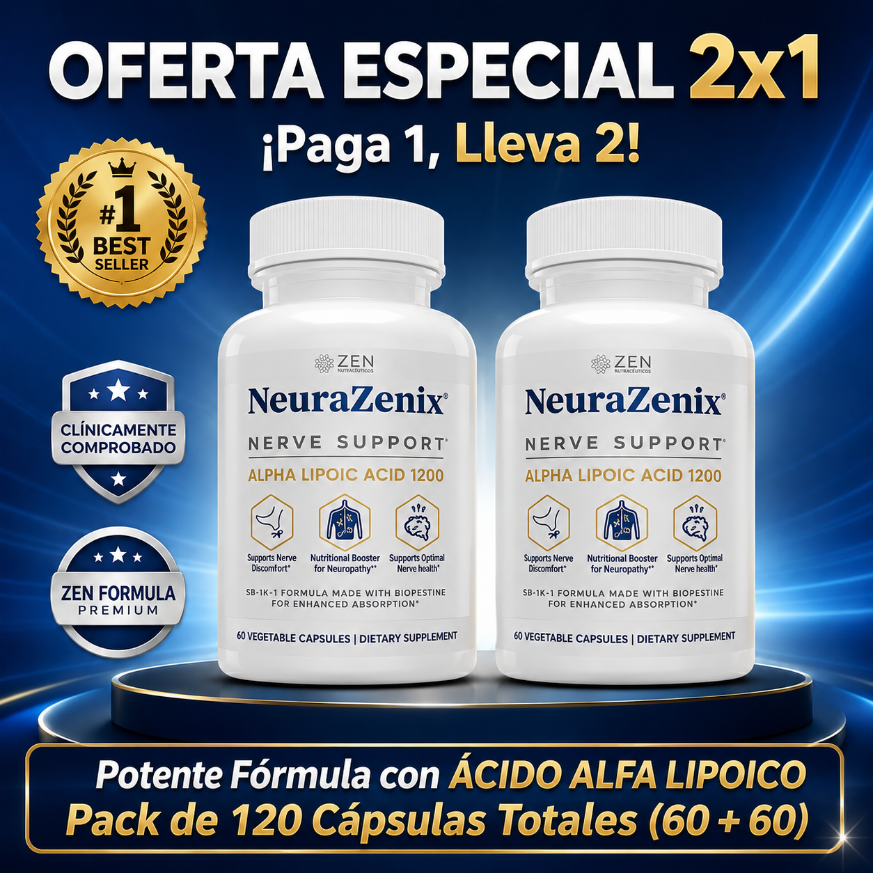 Neurazenx Cápsulas - Alivia la neuropatía desde la raíz - OFERTA 2X1