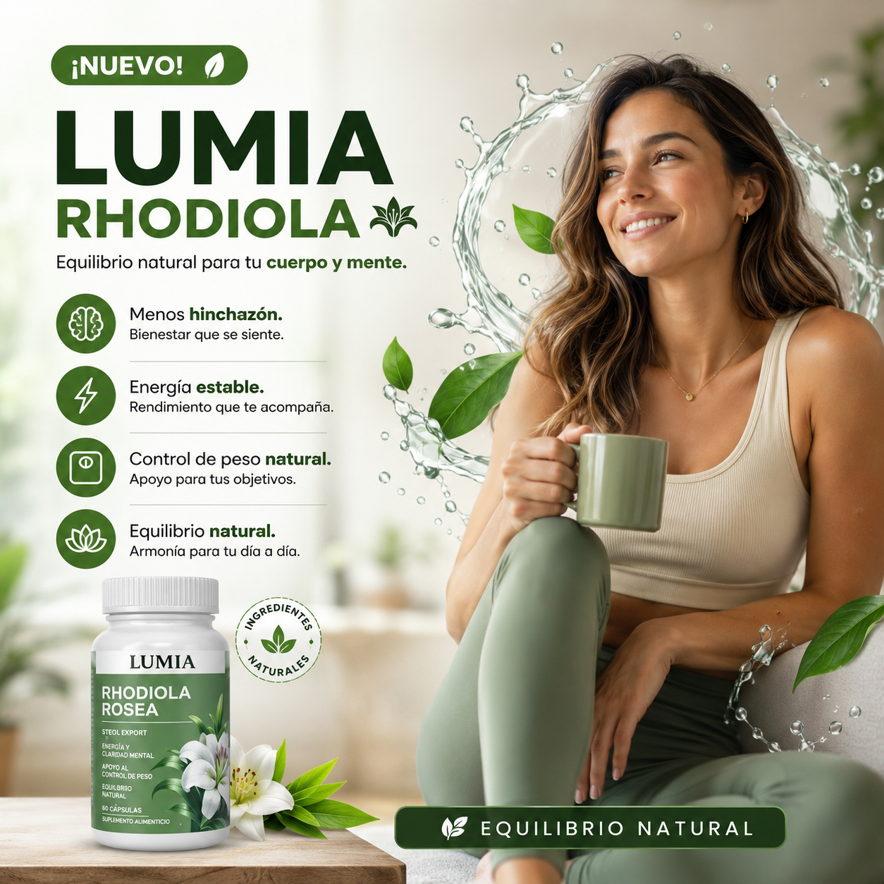 Rhodiola Rosea 🌱 Reduce Hinchazón y Apoya la Pérdida de Peso - OFERTA 2X1
