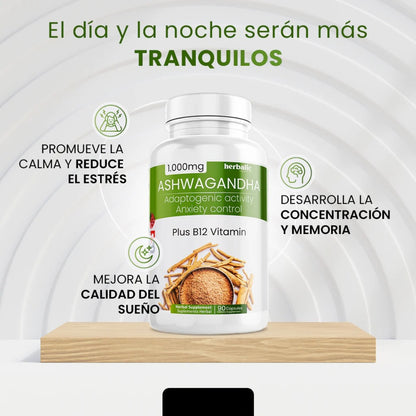 Ashwagandha 1000 mg Alivia el estrés y la ansiedad - OFERTA 2x1