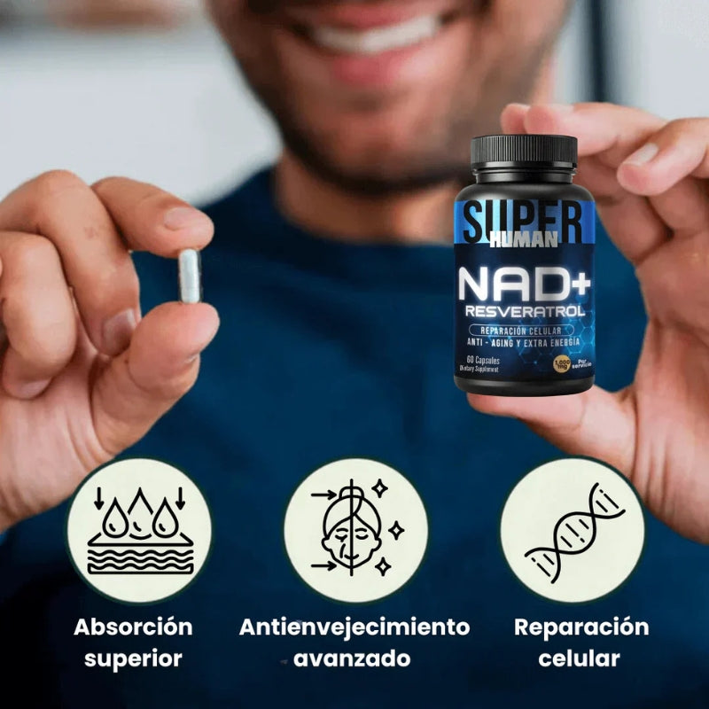 NAD+ Resveratrol - Cápsulas de Reparación Celular Antienvejecimiento - OFERTA 2X1