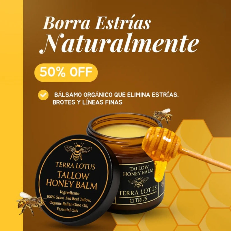 Bálsamo Orgánico de Sebo de Res y Miel - Elimina las Estrias y Acne