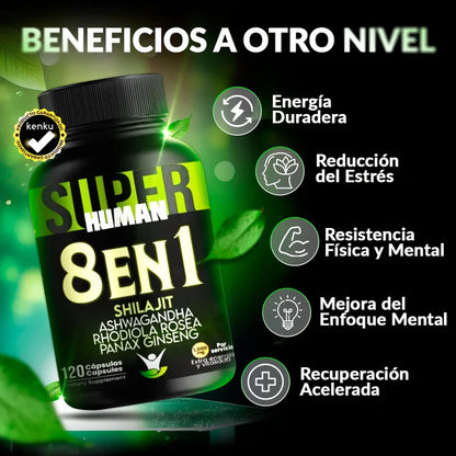 8 en 1 Cápsulas - Shilajit Ashwagandha y Ginseng - OFERTA 2X1